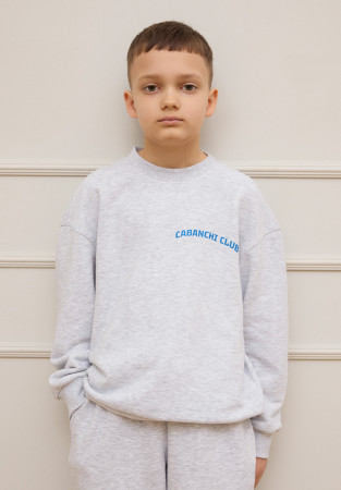 Свитшот трёхнитка oversize с принтом "CABANCHI CLUB" серый меланж